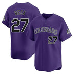 Silnrao  C.Rockies #27 Jordan Beck Player Purple Limited Home Stitched Jerseys