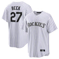 Silnrao  C.Rockies #27 Jordan Beck Player White Game Home Stitched Jerseys