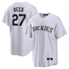 Silnrao  C.Rockies #27 Jordan Beck Player White Game Home Stitched Jerseys