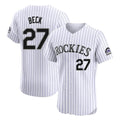 Silnrao  C.Rockies #27 Jordan Beck Player White Limited Elite Home Stitched Jerseys