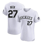 Silnrao  C.Rockies #27 Jordan Beck Player White Limited Elite Home Stitched Jerseys