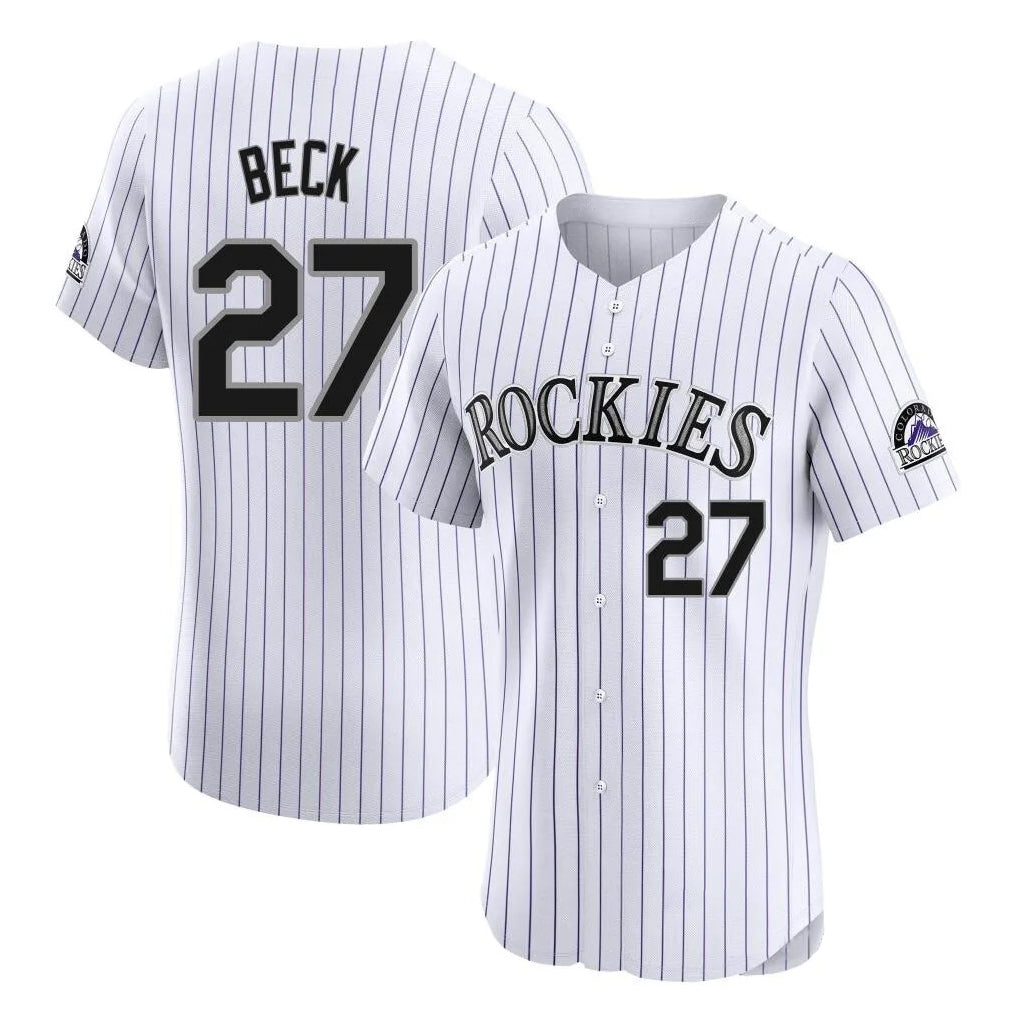 Silnrao  C.Rockies #27 Jordan Beck Player White Limited Elite Home Stitched Jerseys