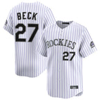 Silnrao  C.Rockies #27 Jordan Beck Player White Limited Home Stitched Jerseys