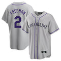 Silnrao  C.Rockies #2 Tyler Freeman Player Gray Game Home Stitched Jerseys