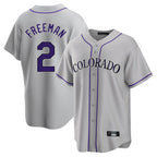 Silnrao  C.Rockies #2 Tyler Freeman Player Gray Game Home Stitched Jerseys
