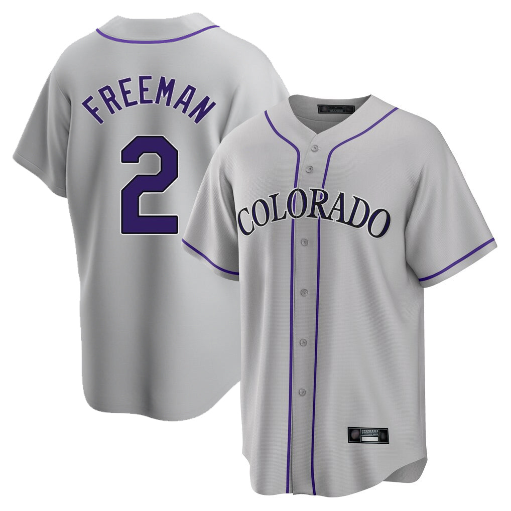 Silnrao  C.Rockies #2 Tyler Freeman Player Gray Game Home Stitched Jerseys