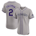 Silnrao  C.Rockies #2 Tyler Freeman Player Gray Limited Elite Home Stitched Jerseys