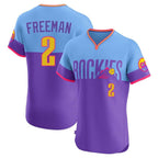 Silnrao C.Rockies #2 Tyler Freeman Player Purple-Light Blue City Connect Limited Elite Home T-shirt Stitched Jerseys