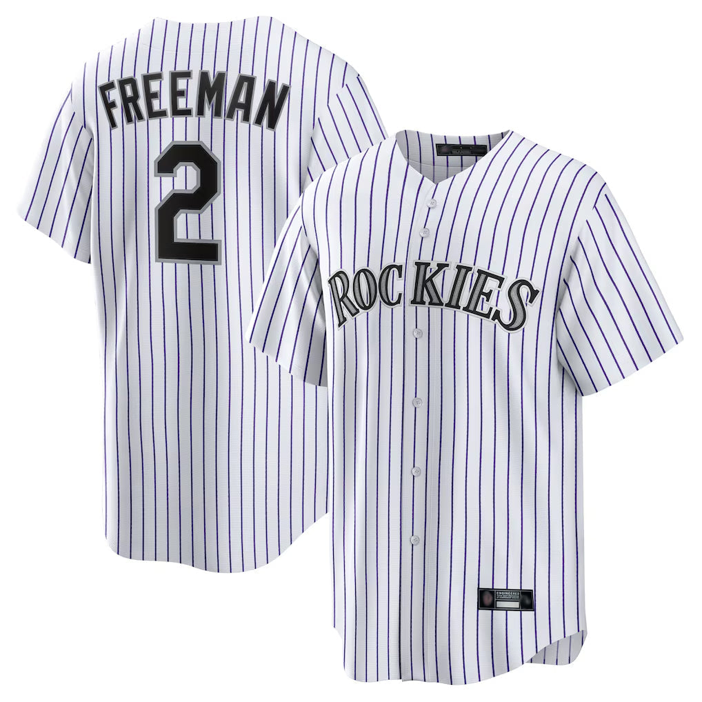 Silnrao  C.Rockies #2 Tyler Freeman Player White Game Home Stitched Jerseys