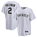 Silnrao  C.Rockies #2 Tyler Freeman Player White Game Home Stitched Jerseys