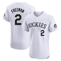 Silnrao C.Rockies #2 Tyler Freeman Player White Limited Elite Home Stitched Jerseys