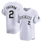 Silnrao  C.Rockies #2 Tyler Freeman Player White Limited Home Stitched Jerseys