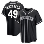 Silnrao  C.Rockies #49 Antonio Senzatela Player Black Fashion Out Home Game Stitched Jerseys