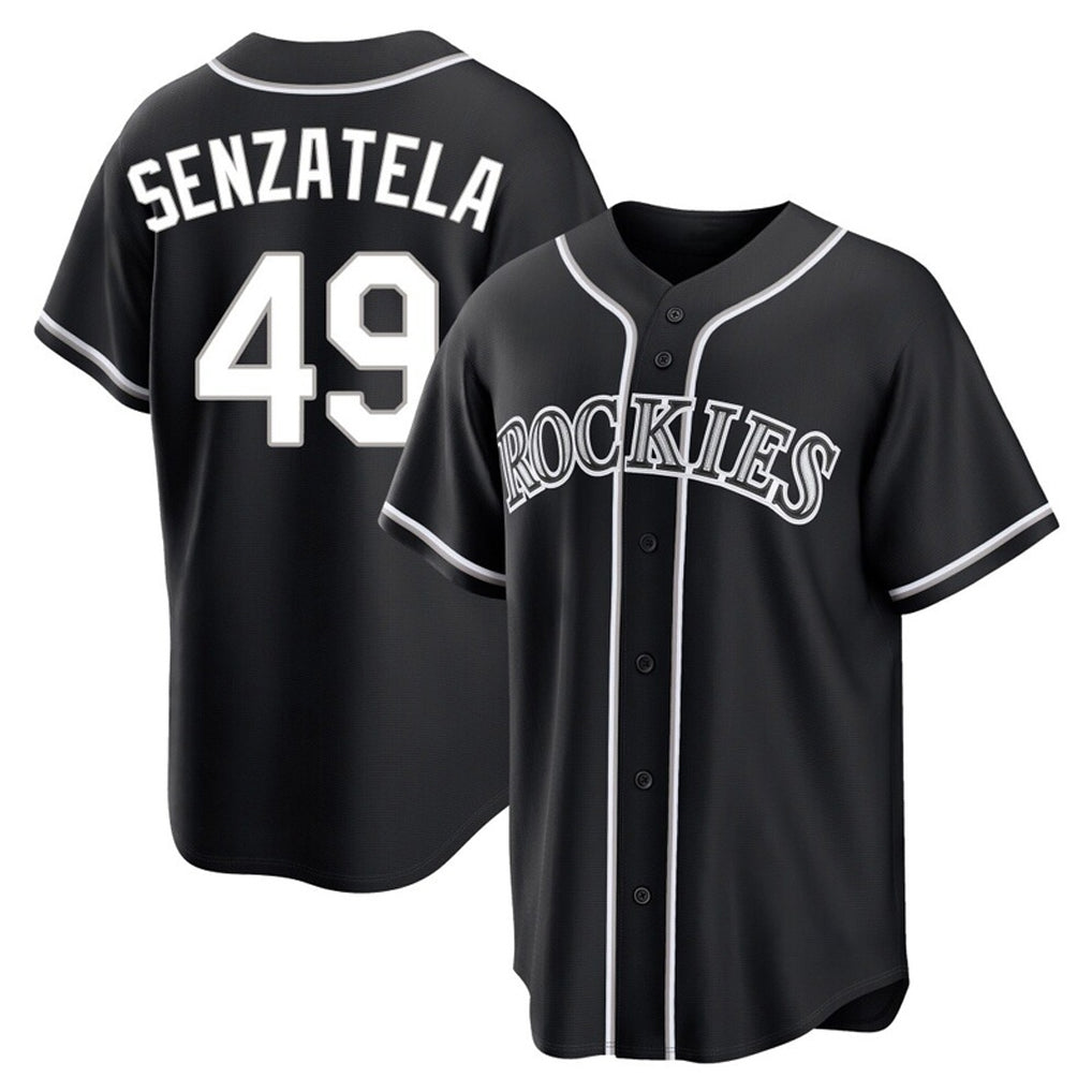 Silnrao  C.Rockies #49 Antonio Senzatela Player Black Fashion Out Home Game Stitched Jerseys