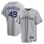 Silnrao  C.Rockies #49 Antonio Senzatela Player Gray Game Home Stitched Jerseys