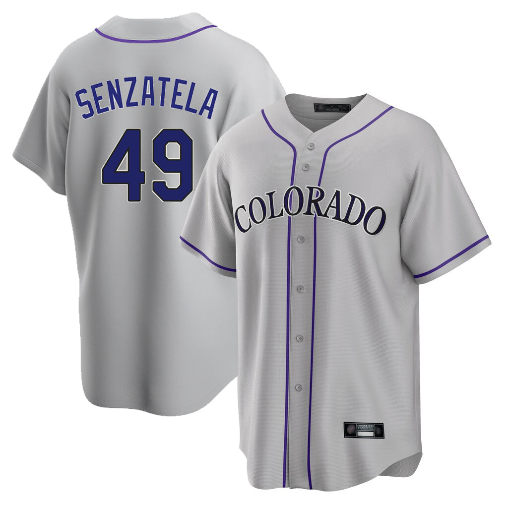 Silnrao  C.Rockies #49 Antonio Senzatela Player Gray Game Home Stitched Jerseys