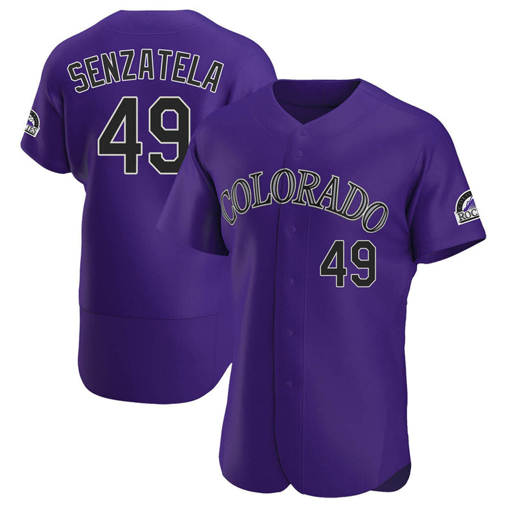 Silnrao  C.Rockies #49 Antonio Senzatela Player Purple Limited Elite Home Stitched Jerseys