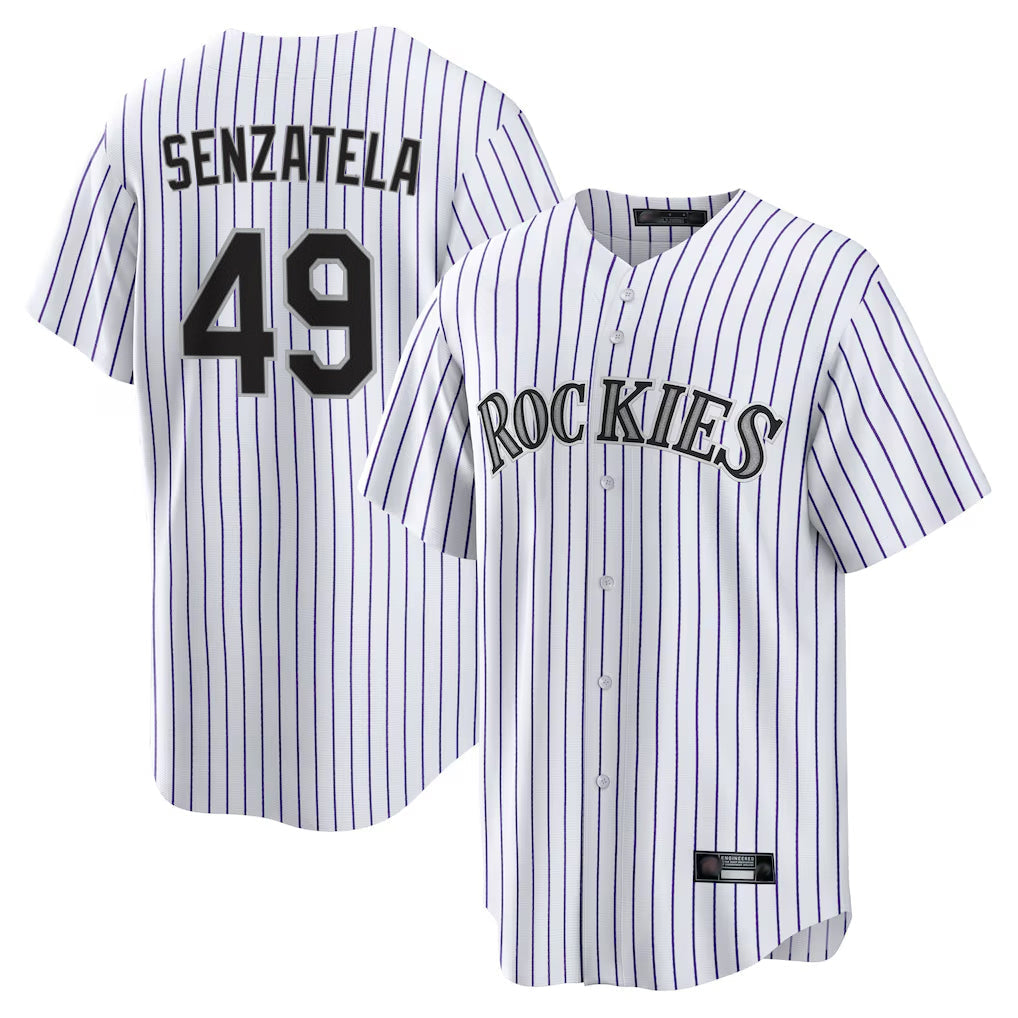Silnrao  C.Rockies #49 Antonio Senzatela Player White Game Home Stitched Jerseys