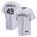 Silnrao  C.Rockies #49 Antonio Senzatela Player White Game Home Stitched Jerseys