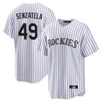 Silnrao  C.Rockies #49 Antonio Senzatela Player White Game Home Stitched Jerseys