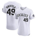 Silnrao  C.Rockies #49 Antonio Senzatela Player White Limited Elite Home Stitched Jerseys
