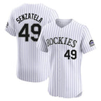 Silnrao  C.Rockies #49 Antonio Senzatela Player White Limited Elite Home Stitched Jerseys