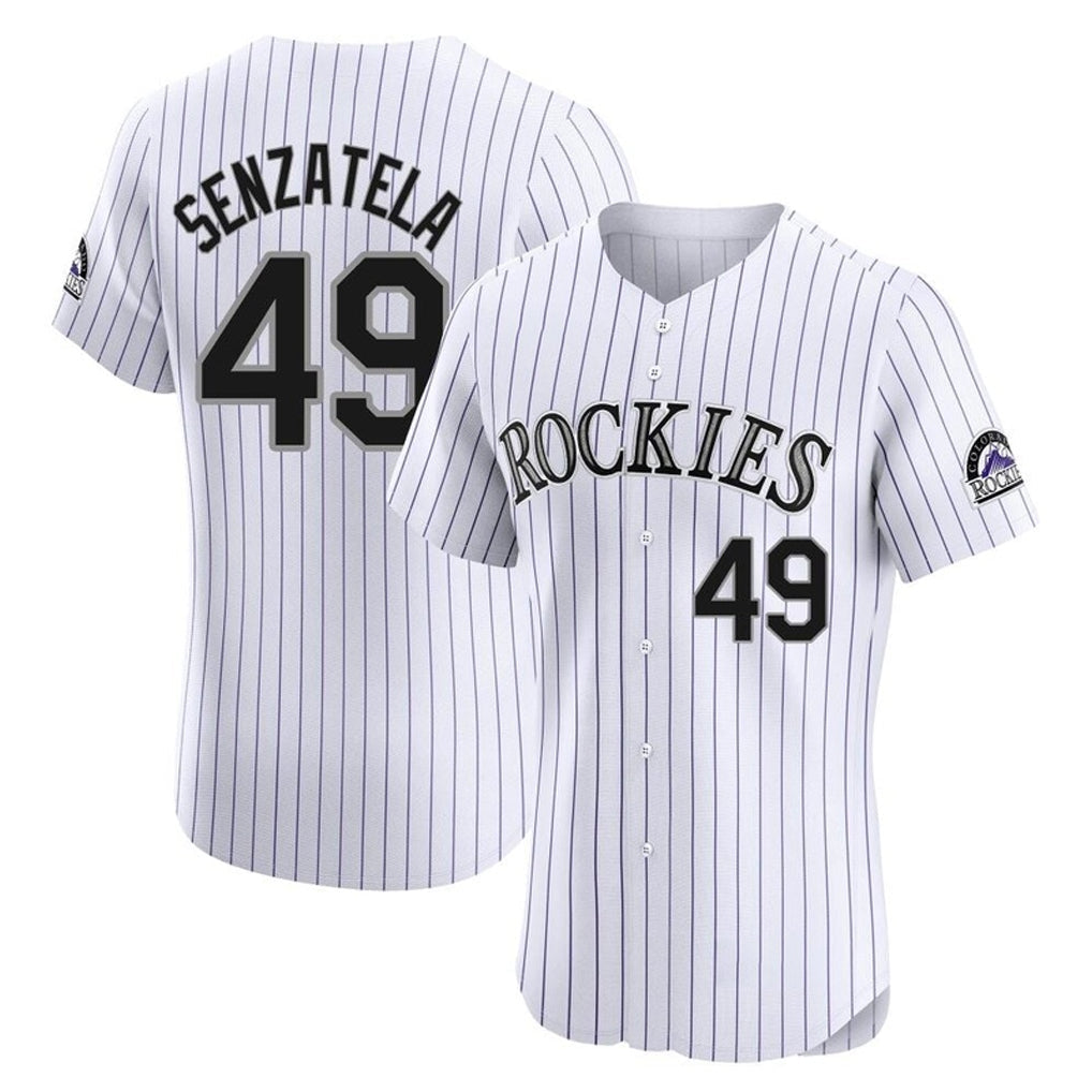 Silnrao  C.Rockies #49 Antonio Senzatela Player White Limited Elite Home Stitched Jerseys