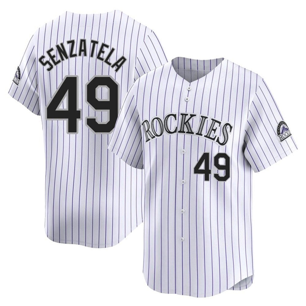 Silnrao  C.Rockies #49 Antonio Senzatela Player White Limited Home Stitched Jerseys