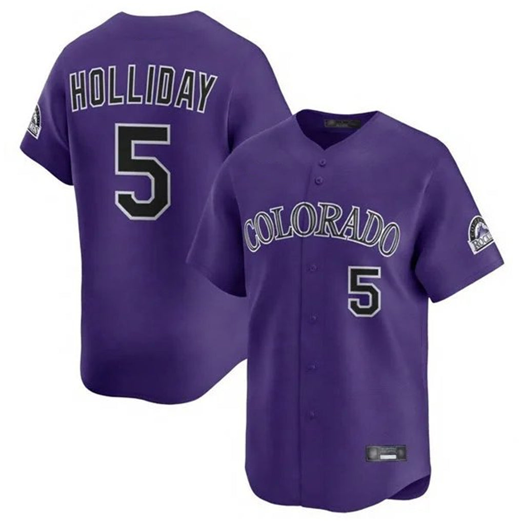 Silnrao C.Rockies #5 Matt Holliday Player Purple Limited Home Stitched Jerseys