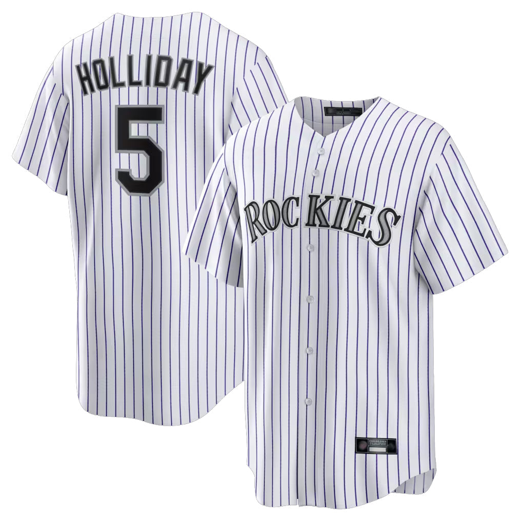 Silnrao C.Rockies #5 Matt Holliday Player White Game Home Stitched Jerseys