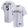 Silnrao C.Rockies #5 Matt Holliday Player White Game Home Stitched Jerseys