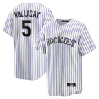 Silnrao C.Rockies #5 Matt Holliday Player White Game Home Stitched Jerseys