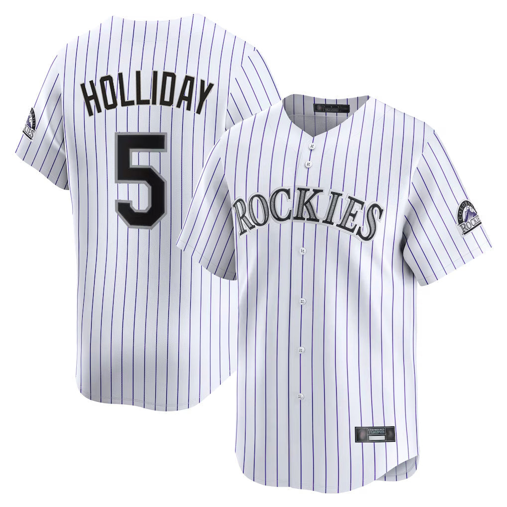 Silnrao C.Rockies #5 Matt Holliday Player White Limited Home Stitched Jerseys