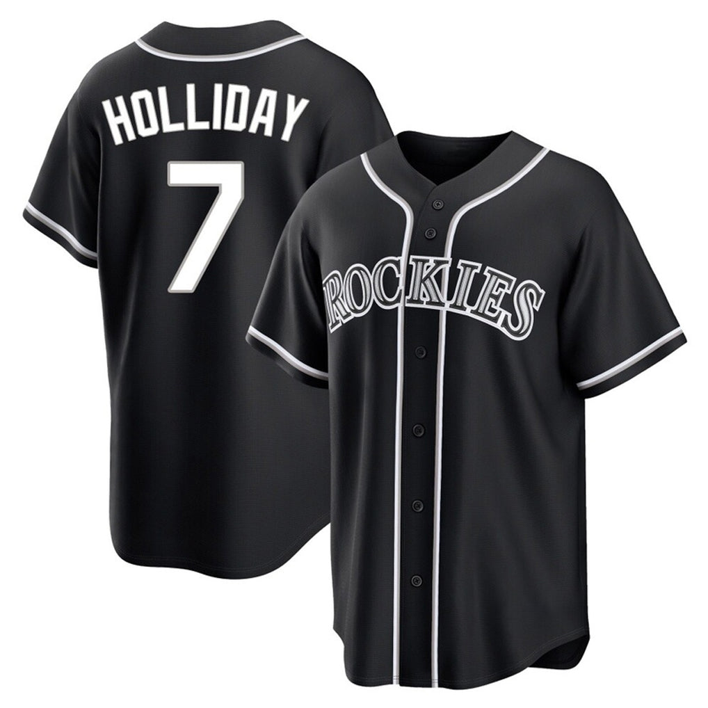 Silnrao C.Rockies #7 Matt Holliday Player Black Fashion Out Home Game Stitched Jerseys