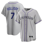 Silnrao C.Rockies #7 Matt Holliday Player Gray Game Home Stitched Jerseys