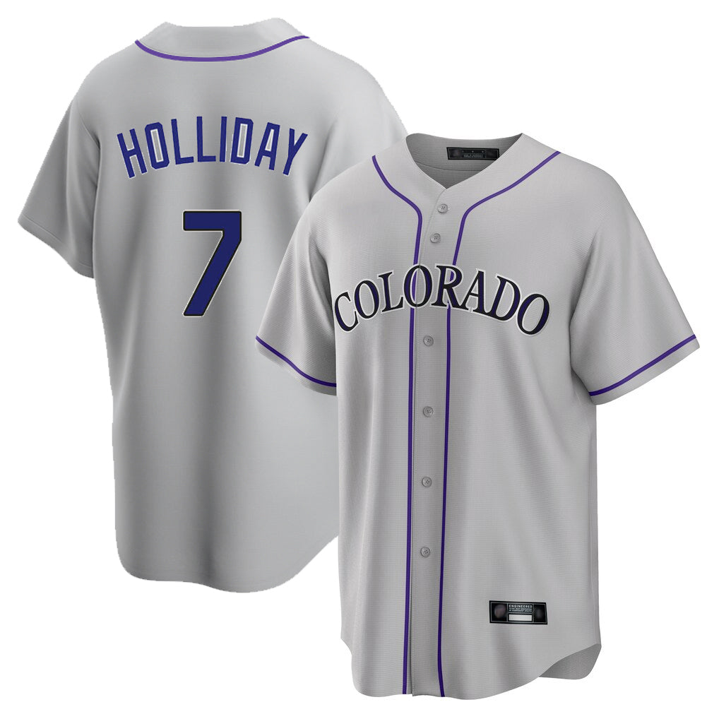 Silnrao C.Rockies #7 Matt Holliday Player Gray Game Home Stitched Jerseys
