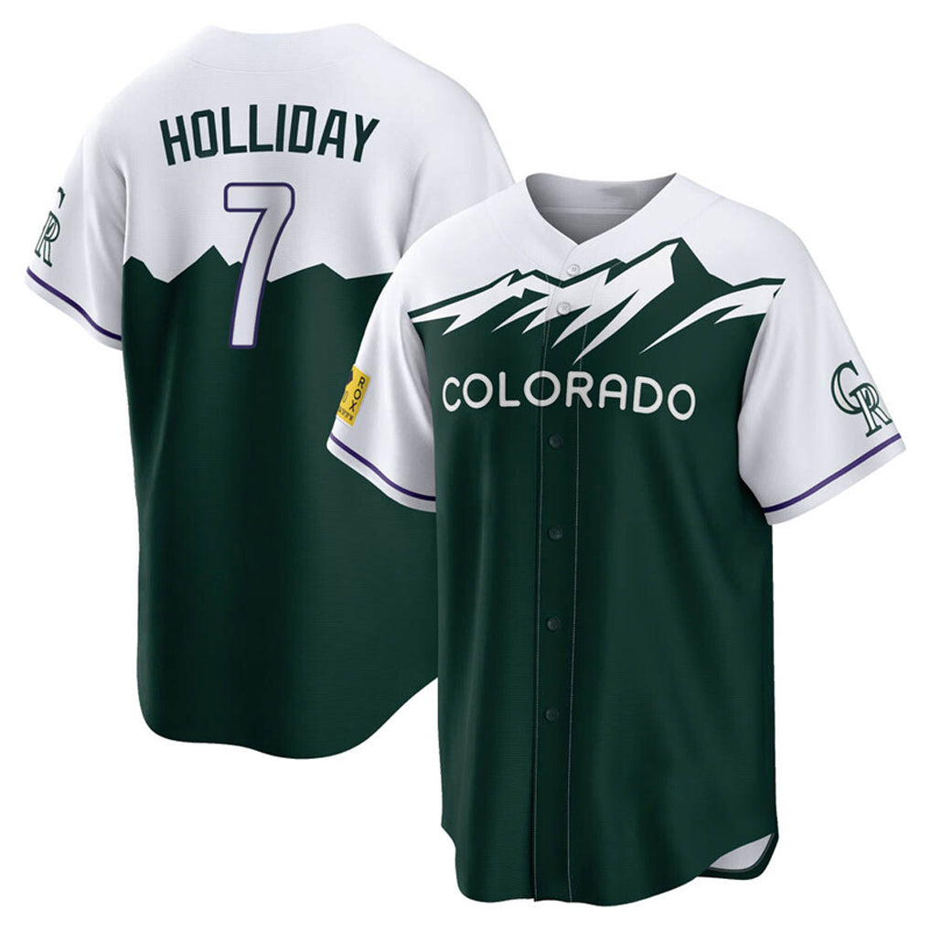Silnrao C.Rockies #7 Matt Holliday Player Green City Connect Home Game Stitched Jerseys