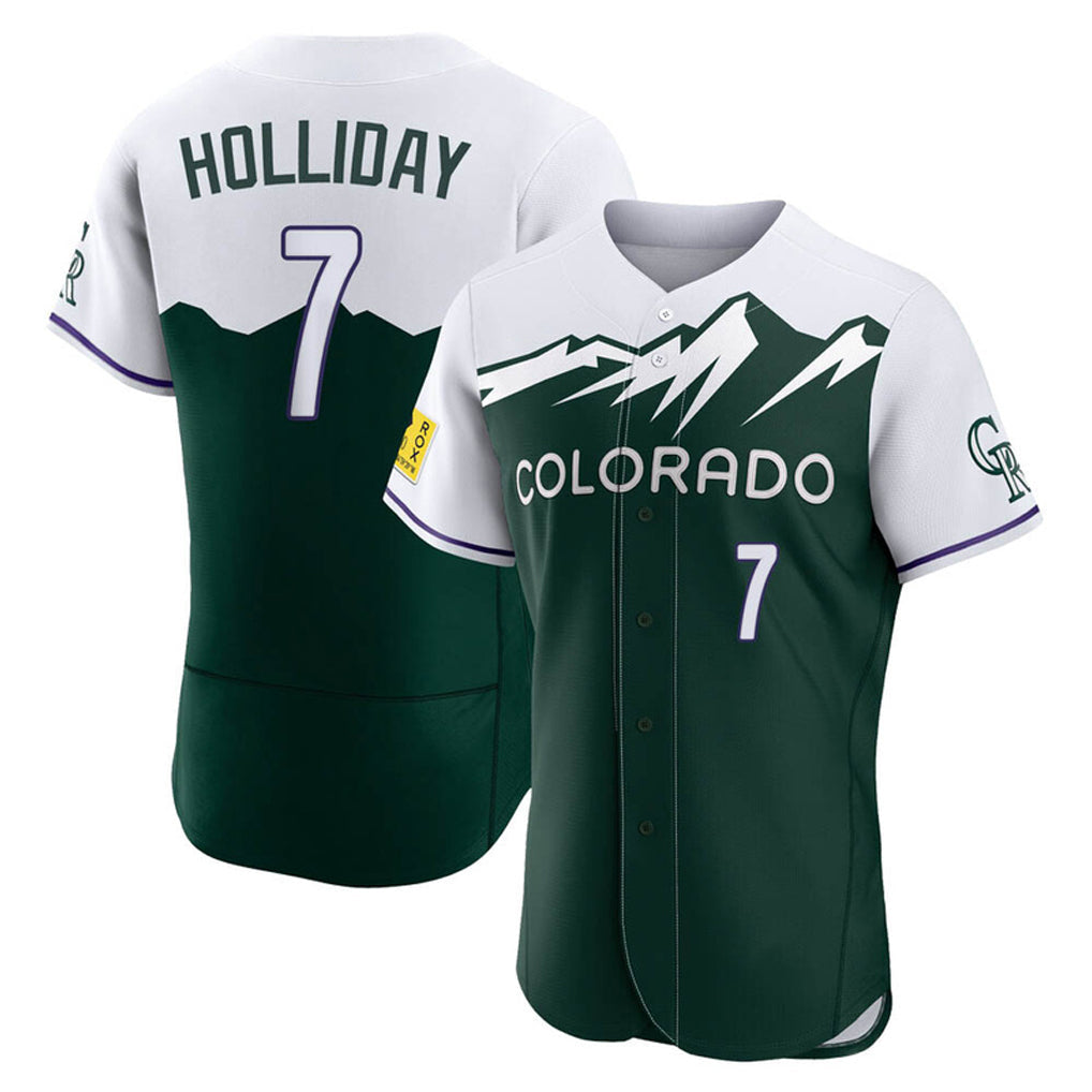 Silnrao  C.Rockies #7 Matt Holliday Player Green City Connect Limited Elite Home Stitched Jerseys