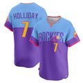 Silnrao C.Rockies #7 Matt Holliday Player Purple-Light Blue City Connect Limited Home T-shirt Stitched Jerseys