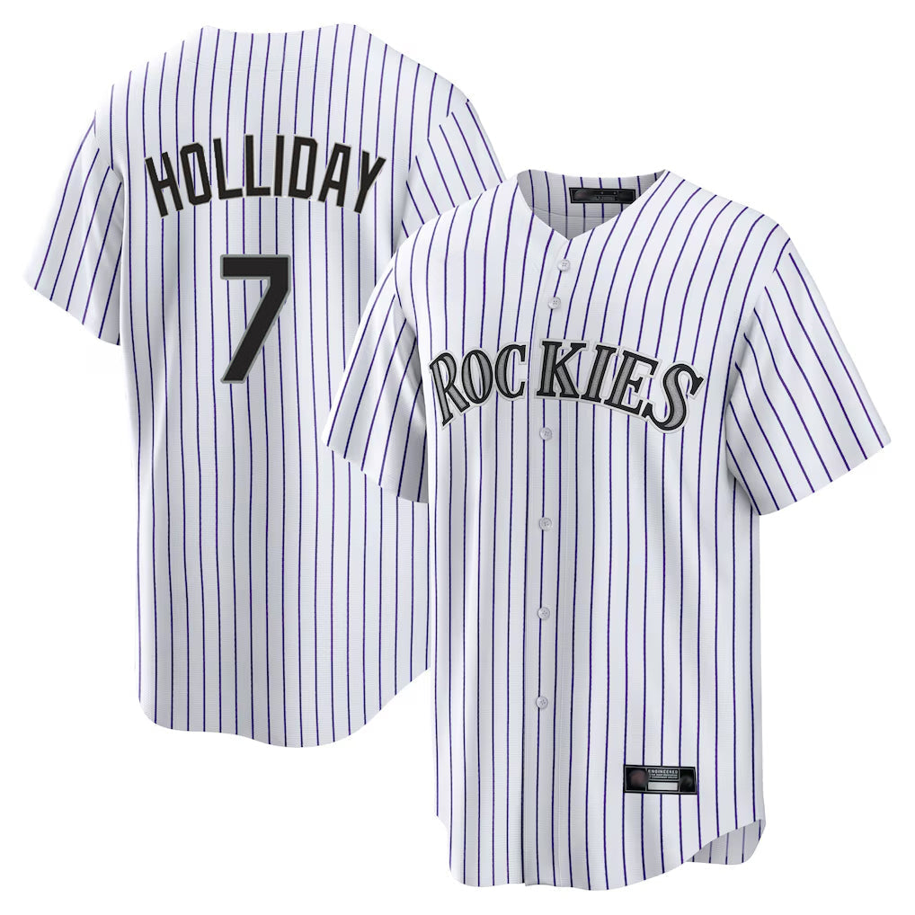 Silnrao C.Rockies #7 Matt Holliday Player White Game Home Stitched Jerseys