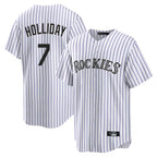 Silnrao C.Rockies #7 Matt Holliday Player White Game Home Stitched Jerseys