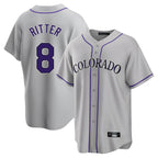 Silnrao C.Rockies #8 Ryan Ritter Player Gray Game Home Stitched Jerseys