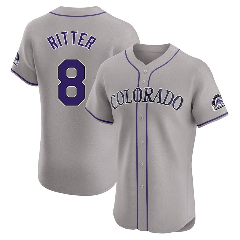 Silnrao  C.Rockies #8 Ryan Ritter Player Gray Limited Elite Home Stitched Jerseys