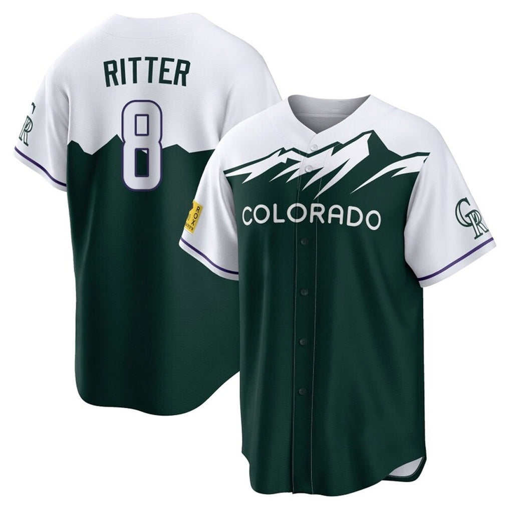Silnrao  C.Rockies #8 Ryan Ritter Player Green City Connect Home Game Stitched Jerseys