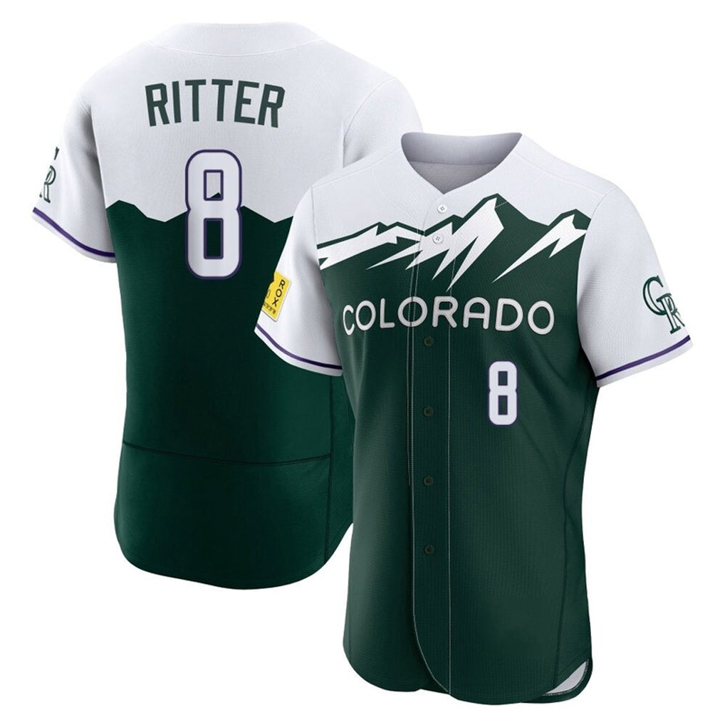 Silnrao  C.Rockies #8 Ryan Ritter Player Green City Connect Limited Elite Home Stitched Jerseys