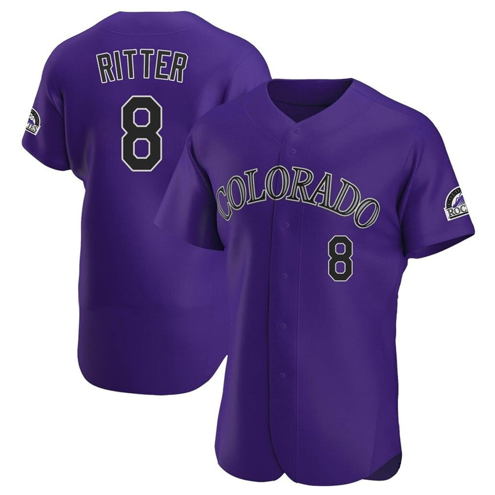Silnrao  C.Rockies #8 Ryan Ritter Player Purple Limited Elite Home Stitched Jerseys