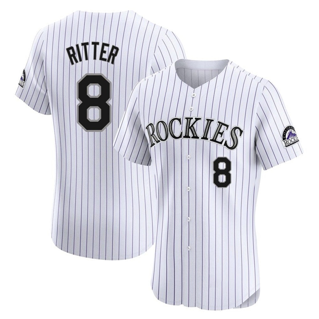 Silnrao  C.Rockies #8 Ryan Ritter Player White Limited Elite Home Stitched Jerseys