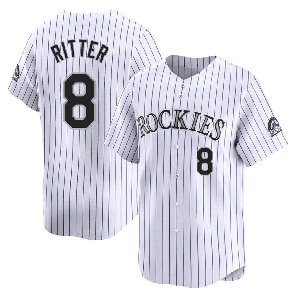 Silnrao  C.Rockies #8 Ryan Ritter Player White Limited Home Stitched Jerseys