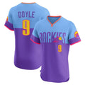 Silnrao  C.Rockies #9 Brenton Doyle Player Purple-Light Blue City Connect Limited Elite Home T-shirt Stitched Jerseys