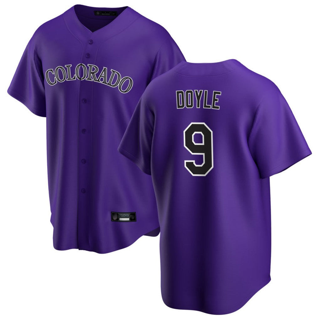 Silnrao C.Rockies #9 Brenton Doyle Player Purple Game Home Stitched Jerseys